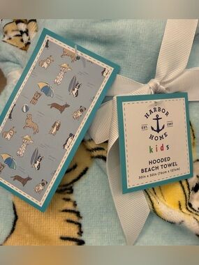 Harbor Home Kids Set Of 2 Hooded Beach Bath Towel Dogs New 100% Cotton Dog theme